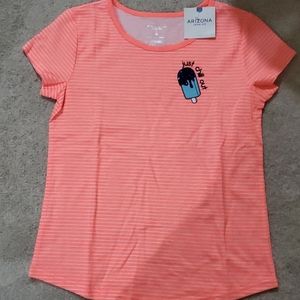 Girls sz large 14 highlight coral stripe top